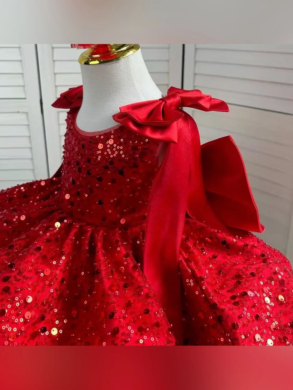 Red Sequin Tulle Party Dress for Kids